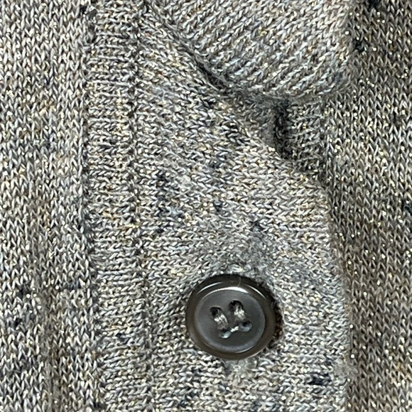 ELIE TAHARI Metallic Linen Blend Button Down Cardigan Ruffled Minimalist - Picture 8 of 14